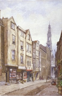 View of Drury Court, looking towards St Mary le Strand, Westminster, London, 1882. Artist: John Crowther