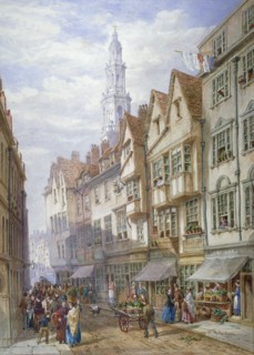 Old houses in Wych Street, Westminster, London, 1873. Artist: William Richardson