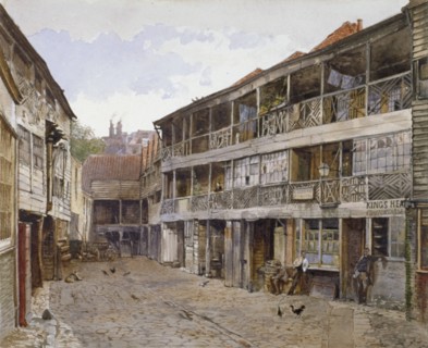 King's Head Inn and King's Head Inn Yard, Borough High Street, Southwark, London, 1879. Artist: John Crowther