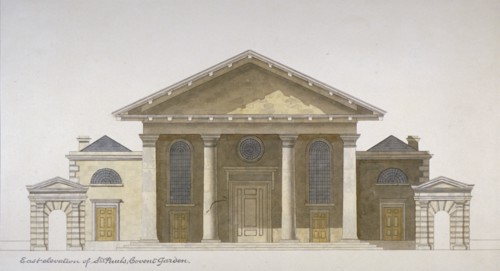 East elevation of the Church of St Paul, Covent Garden, London, c1830. Artist: Anon