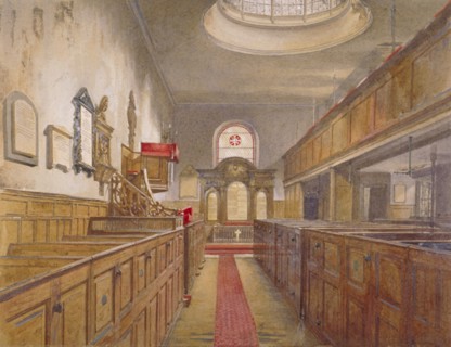 Interior of Holy Trinity, Minories, London, 1881. Artist: John Crowther