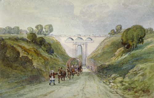 Highgate Archway viaduct, London, c1820. Artist: Anon