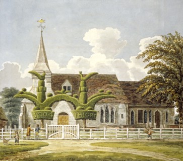 Church of St Mary, Bedfont, Middlesex, 1802. Artist: Anon