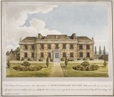 The west front of Shrewsbury House, Isleworth, Middlesex, c1800. Artist: Anon