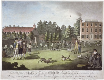 Back view of Salvadore House Academy, Tooting, Wandsworth, London, 1787. Artist: James Walker