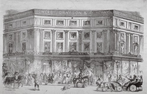 Mercers' shop, Regent Circus, Westminster, London, c1850. Artist: H Leighton