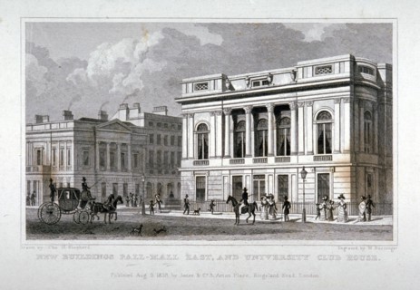 Pall Mall East, Westminster, London, 1828. Artist: M Barrenger