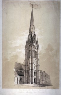Tower of the Church of St Matthew, Great Peter Street, Westminster, London, 1850. Artist: Day & Son