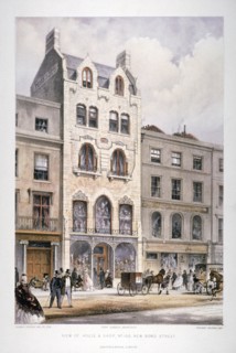 Shop fronts on New Bond Street, Westminster, London, c1860. Artist: Robert Dudley