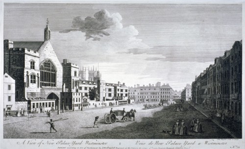 New Palace Yard, Palace of Westminster, London, c1750. Artist: John Boydell