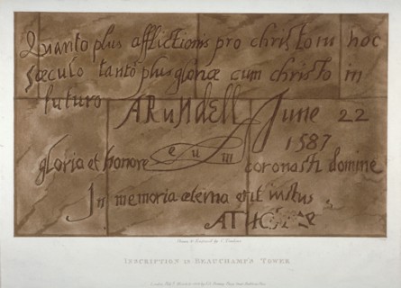 Inscription in Latin by Philip Howard, Earl of Arundel, 1587 (1803). Artist: Charles Tomkins