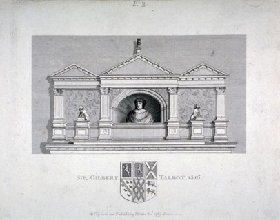 Monument to Sir Gilbert Talbot, Master of the Jewel House at the Tower of London, 1789. Artist: James Fittler