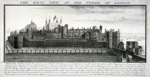 West view of the Tower of London, with a description, 1737. Artist: Samuel Buck