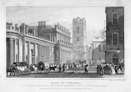 The Bank of England, City of London, 1827. Artist: William Tombleson