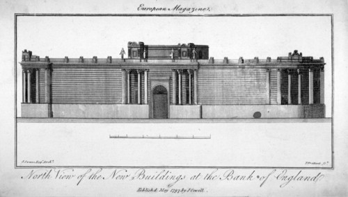 North view of the new buildings at the Bank of England, City of London, 1797. Artist: Thomas Prattent