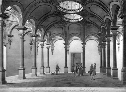 The Transfer Offices at the Bank of England, City of London, c1790. Artist: Thomas Malton II