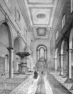 Interior of St Bartholomew-by-the-Exchange, City of London, c1835. Artist: Nathaniel Whittock