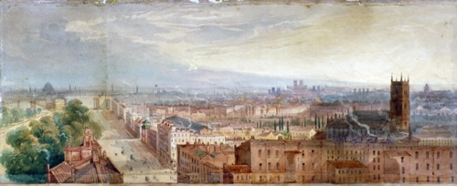 Aerial view of Knightsbridge, London, c1845. Artist: George Robert Vawser