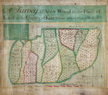 Map of Abbey Wood, part of Erith or Lesnes Manor on the eastern boundary of Woolwich, Kent, 1791. Artist: Anon