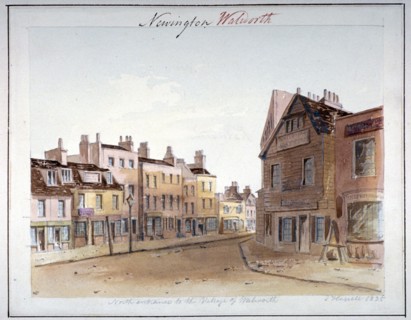 View of Walworth village, Southwark, from the north entrance, London, 1825. Artist: John Hassell