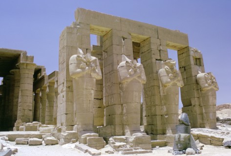 Osiride statues in front of the Ramesseum, Luxor (Thebes), Egypt. Artist: Tony Evans