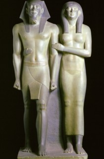 Statue of the Pharaoh Menkaure and his queen, Khamerernebty.  Artist: Tony Evans