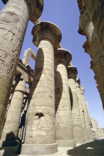 Pillars in the Great Hippostyle Hall, Temple of Karnak, Egypt. Artist: Tony Evans
