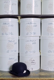 Bowler hat and hatboxes, Lock & Co, Hatters, St James's Street, London, 1968. Artist: Tony Evans