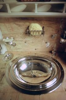 Silver wash bowl, Royal Coach, National Railway Museum, York, North Yorkshire. Artist: Tony Evans