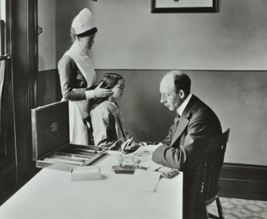 Consulting Room, Norwood School treatment centre, London, 1911. Artist: Unknown.