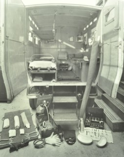 London County Council ambulance interior and equipment, 1925. Artist: Unknown.