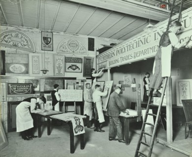Students from trade classes, Northern Polytechnic, London, 1911. Artist: Unknown.