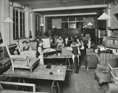 Male upholstery students, Shoreditch Technical Institute, London, 1914. Artist: Unknown.