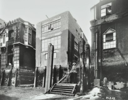Steps down to the river, Dowgate Dock, Upper Thames Street, City of London, 1939. Artist: Unknown.