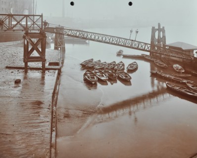 Boats at Limehouse Pier, Poplar, London, 1908. Artist: Unknown.