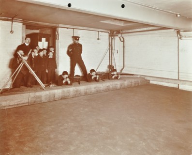 Rifle shooting lesson, Jews' Free School, Stepney, London, 1908. Artist: Unknown.