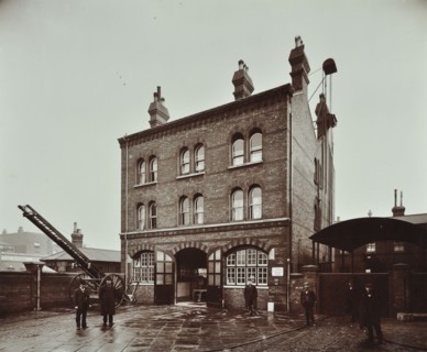 Poplar Fire Station, No 75 West India Dock Road, Poplar, London, 1905. Artist: Unknown.