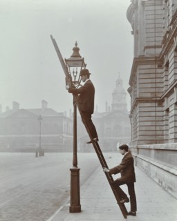 Testing gas pressure in street lighting, Westminster, London, 1910. Artist: Unknown.