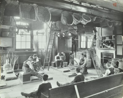 Boys making baskets at Linden Lodge Residential School, London, 1908. Artist: Unknown.