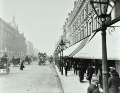 Pedestrians outside DH Evans, Oxford Street, London, 1903. Artist: Unknown.