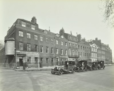 Line of taxis, Abingdon Street, Westminster, London, 1933. Artist: Unknown.