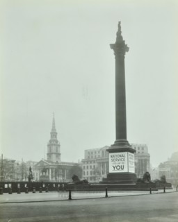 Nelson's Column with National Service recruitment poster, London, 1939. Artist: Unknown.