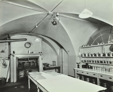 Kitchen at Admiralty House, Westminster, London, 1934. Artist: Unknown.