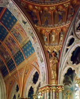 Decorated roof of the sanctuary, St Mary's Church, Studley Royal, North Yorkshire