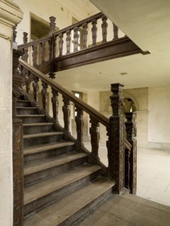 Oak staircase in the east range, Apethorpe Palace, Northamptonshire, 2008