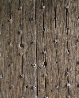 Detail of the gatehouse door of Stokesay Castle, Shropshire