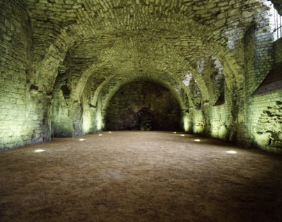 Interior of the undercroft of the Lincoln Medieval Bishop's Palace, Lincolnshire