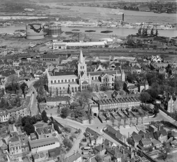 Rochester Cathedral and the River Medway, Kent, April 1947