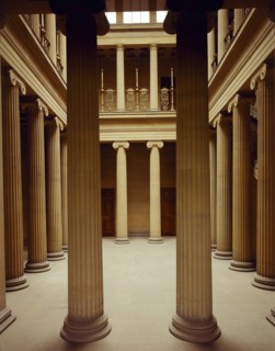 Interior view of the Pillar Hall, Belsay Hall, Northumberland