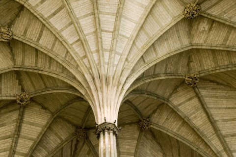 Vaulted ceiling of the chapter house of Westminster Abbey, London, 2009